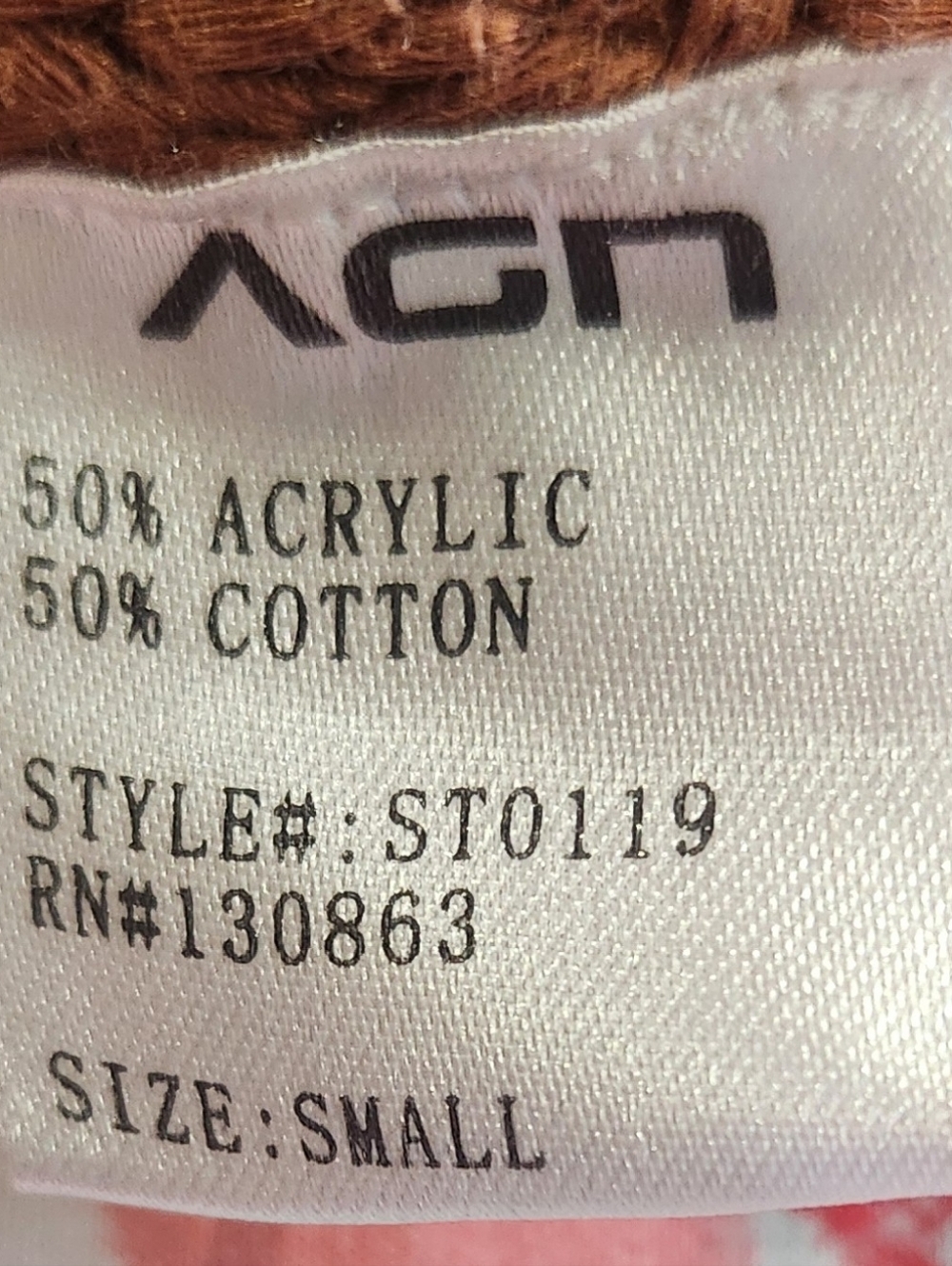 Rust Scoop Neck Ribbed Waist Sweater, Size: S - Picture 5 of 5